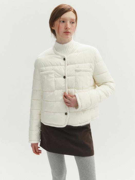 트위드 트리밍 패딩 자켓(MAFDPD15NIV)