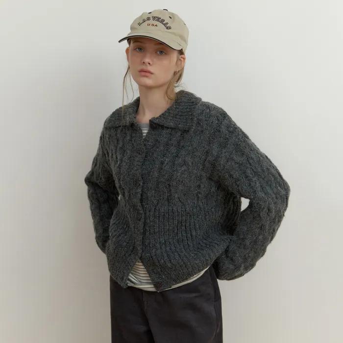 Grob cable cardigan (charcoal)
