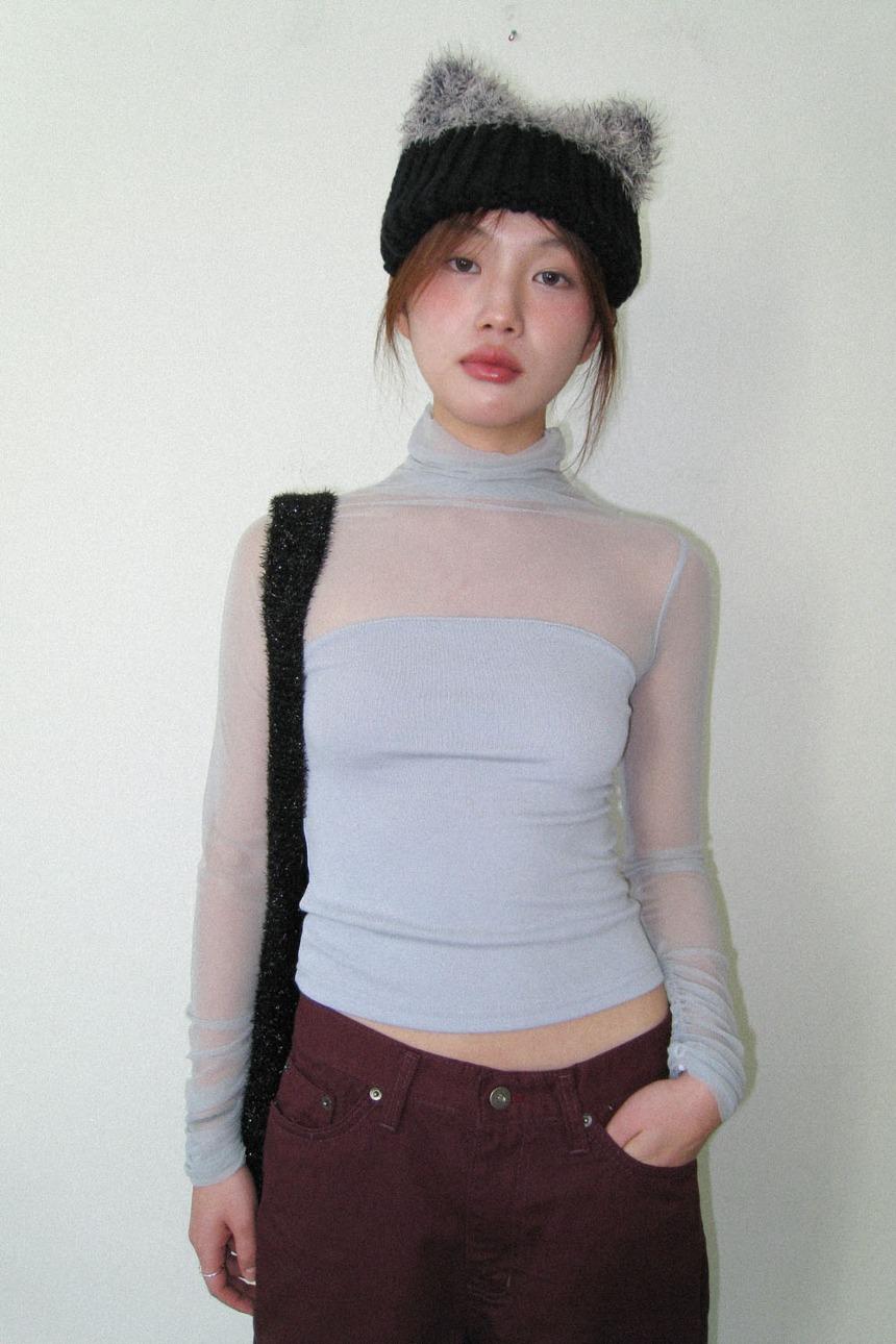 sheer turtleneck top (5color)