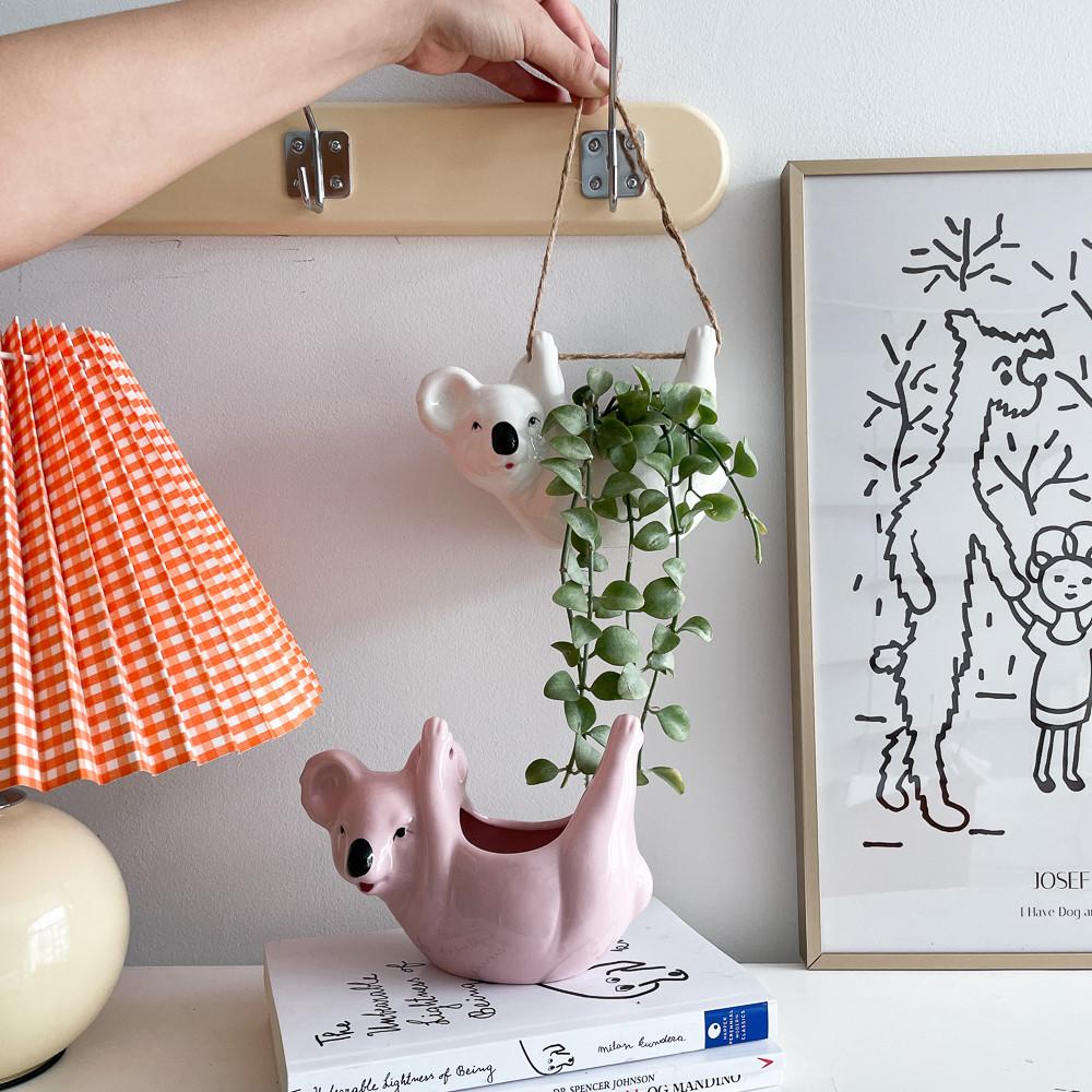 레이지플라잉 팟 행잉화분 캐릭터 벽걸이 도자기 수제 세라믹 작은 다육 화분