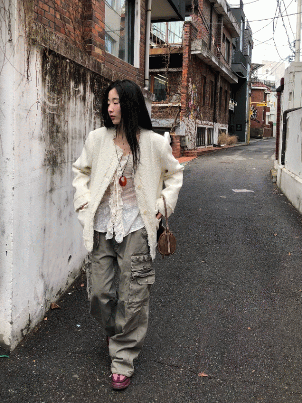 머드 버튼 카고 팬츠