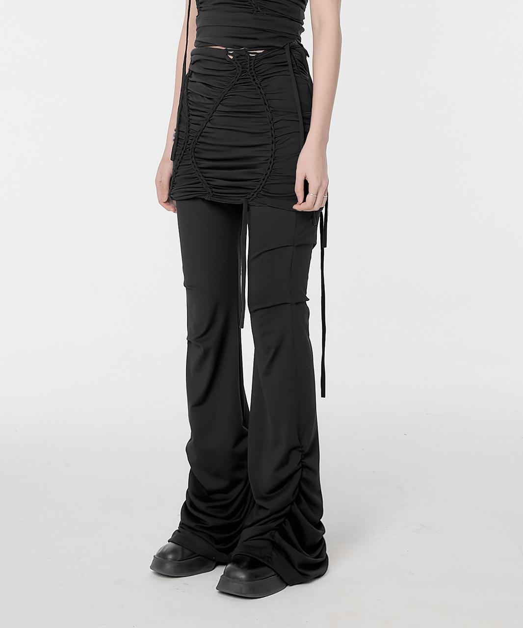 [SET] Handmade Twisted Skirt Pants (FL-237_Black)