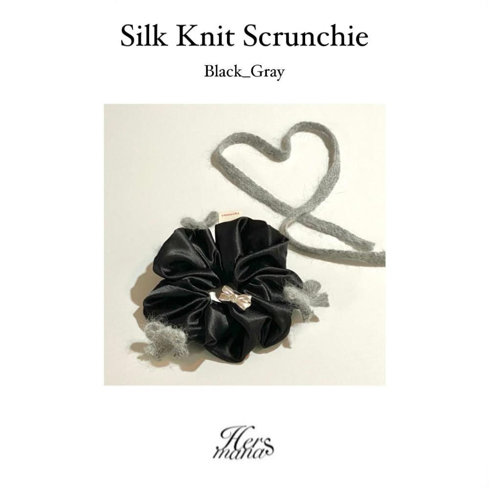 [에르마나스] 자체제작 실크 니트 리본 스크런치 곱창끈 헤어슈슈