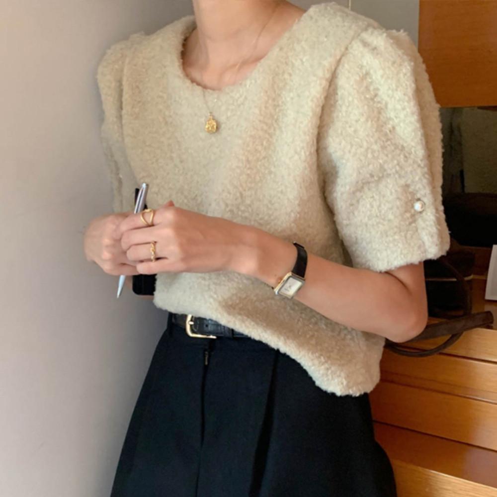 [무배] 슬로우비 웨스틴 퍼프 부클 반팔 블라우스