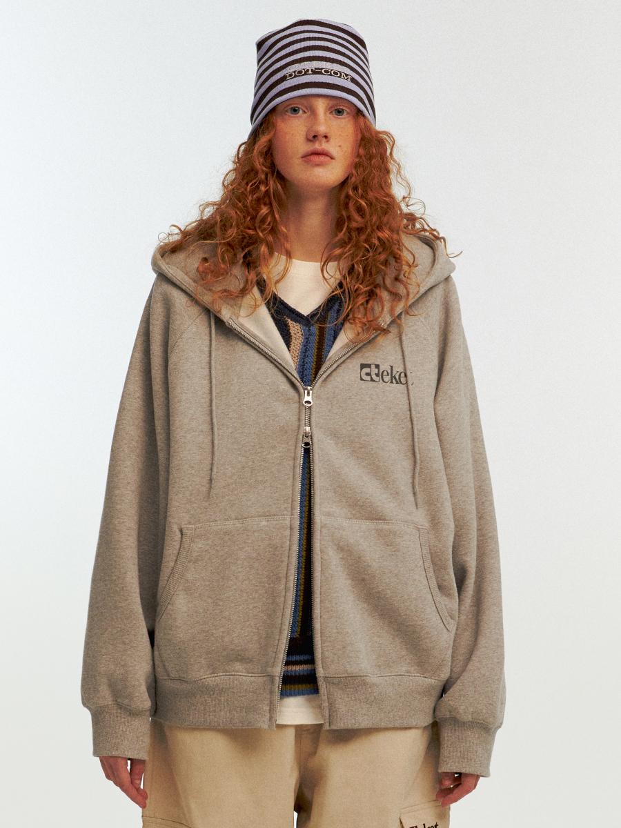 Plan Zip-Up Hoodie Melange Gray
