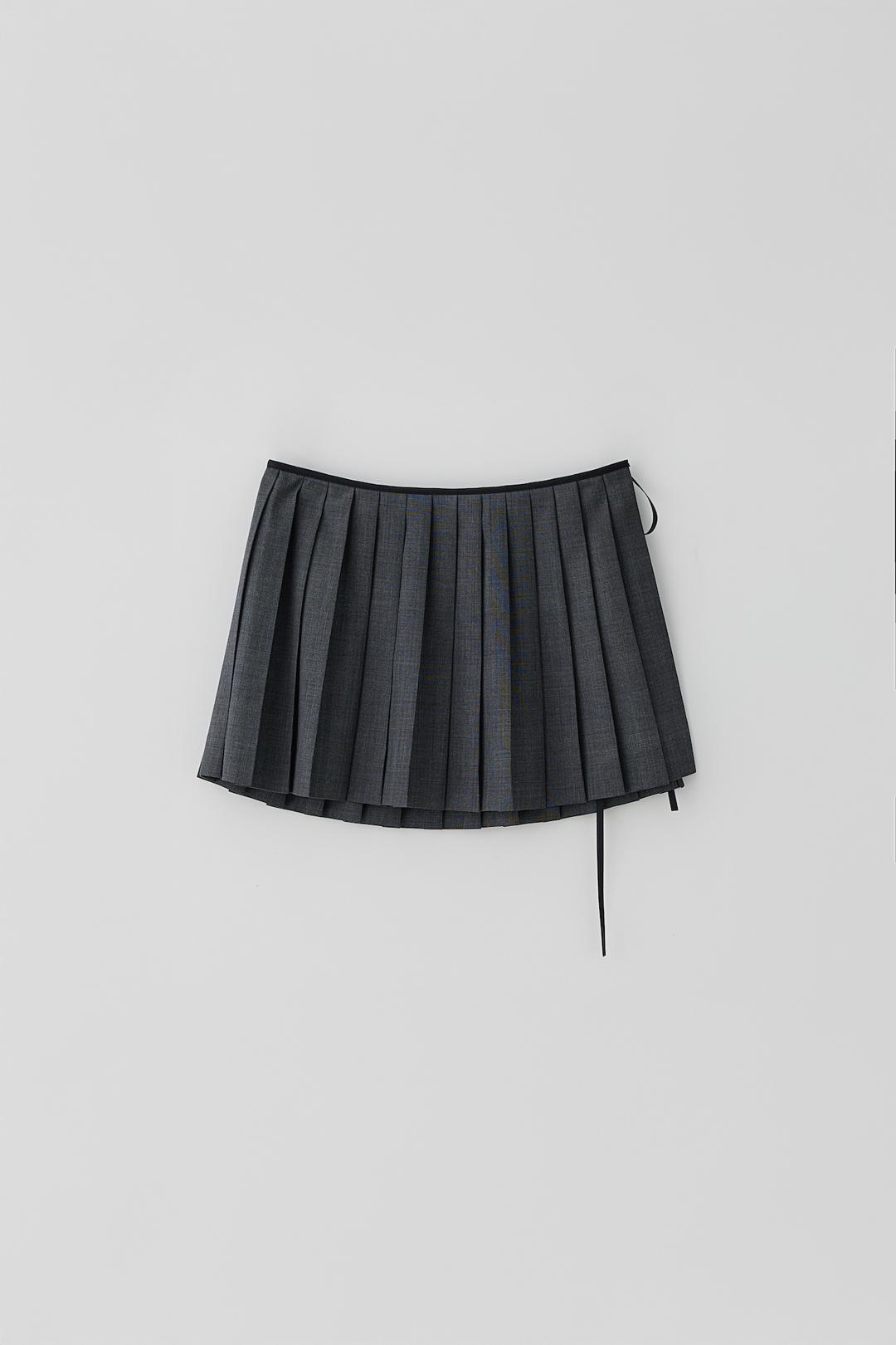 T/T Pleated layered wrap skirt (gray)
