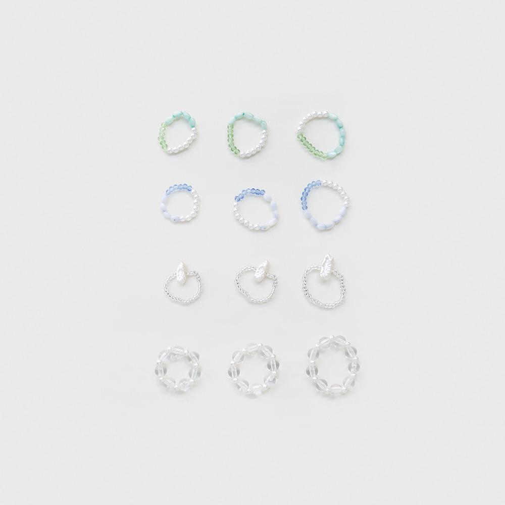 pearl bead mix ring set