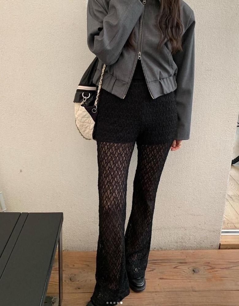 엘콤마 레이스 팬츠 시스루팬츠 레이스레깅스 봄신상 치마바지