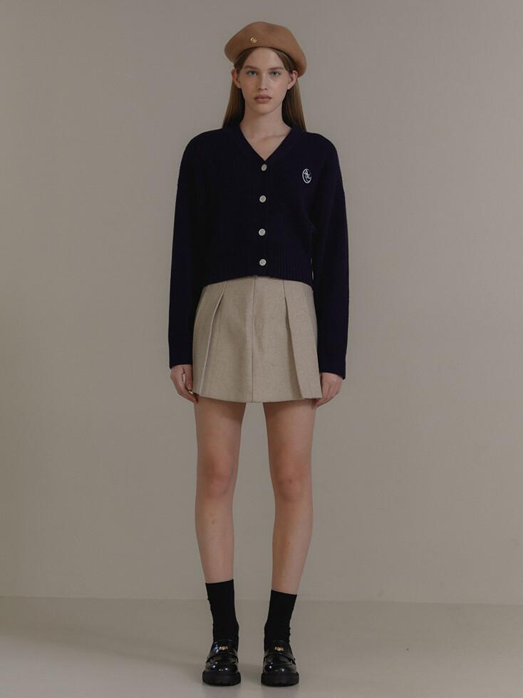 SHORT PLEATS SKIRT_CREAM