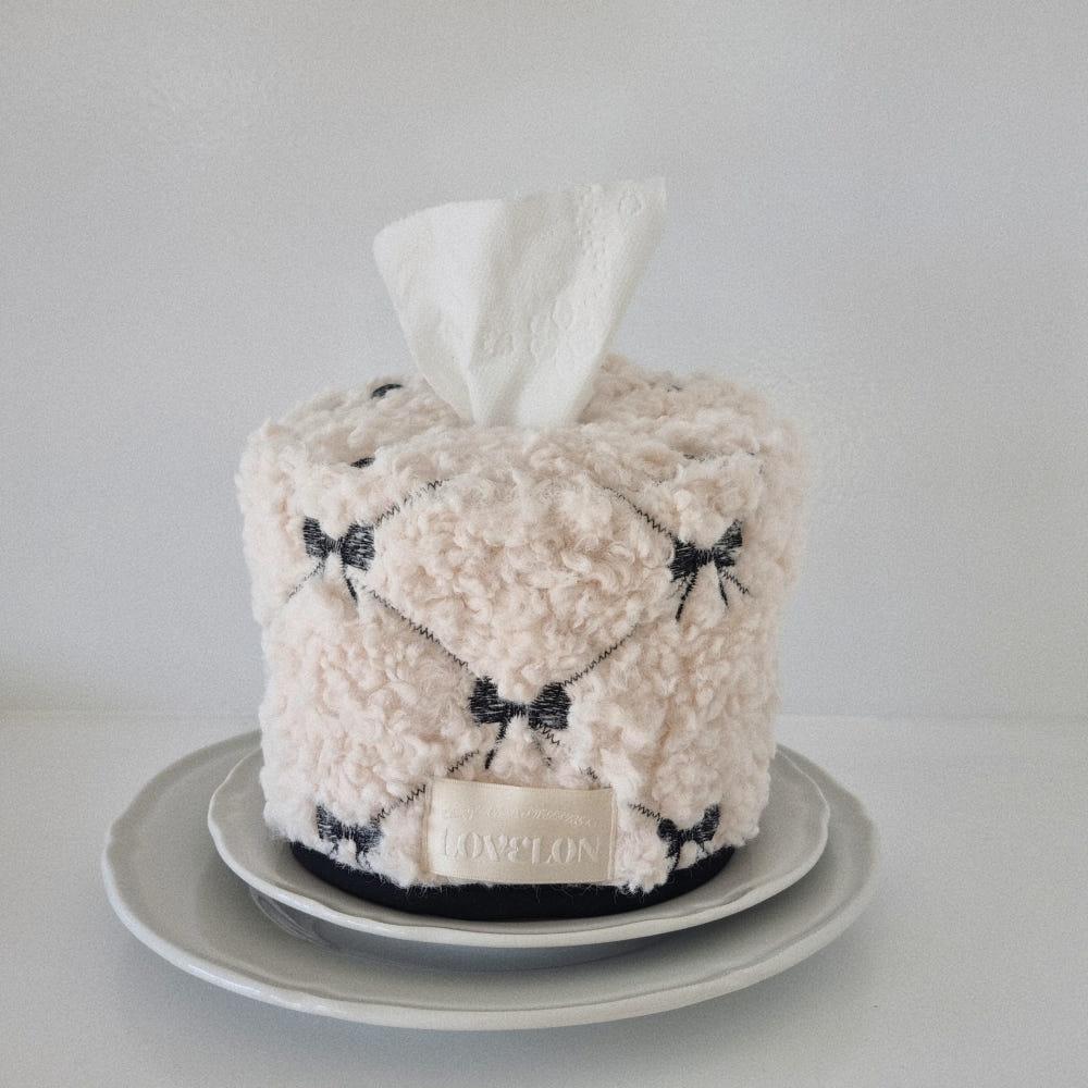 러브론 블랙 리본 두루마리 티슈케이스 티슈 커버