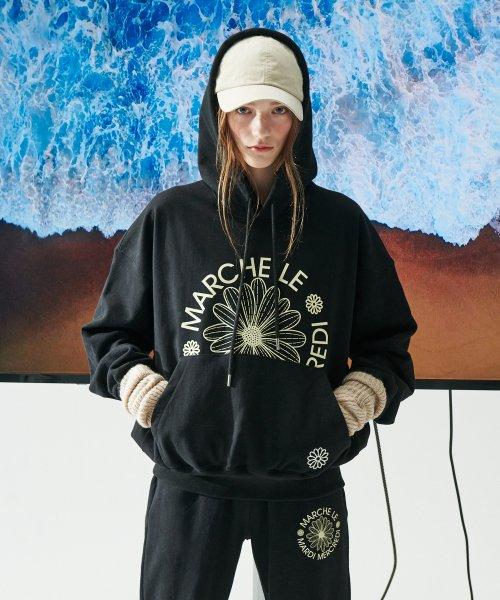 HOODY MARCHE EMBLEM_BLACK CREAM