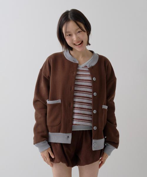 코지 기모 스웻 가디건 브라운