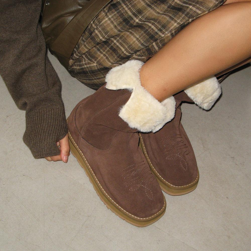 Dody 도디 웨스턴 스티치 시어링 퍼부츠 - 3colors