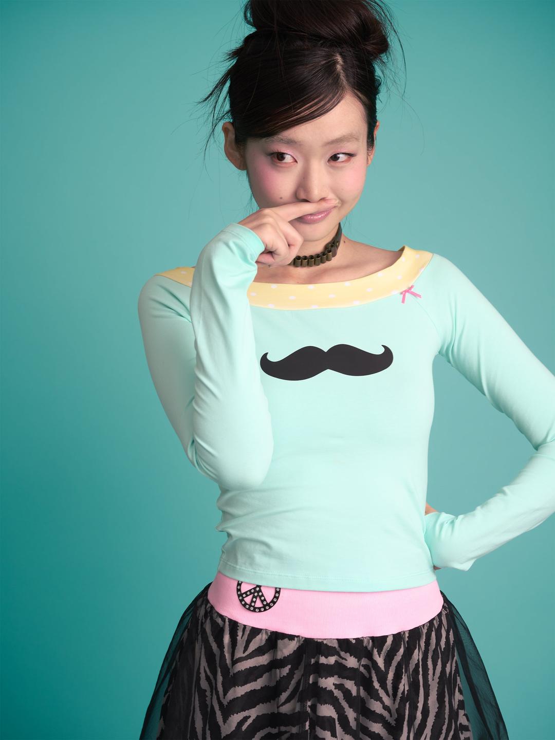 Mustache Mint Off-shoulder Top