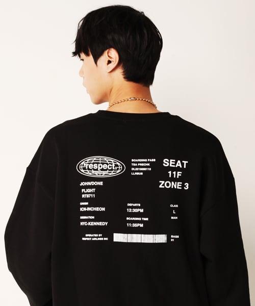 리스펙트(RESPECT)  에어라인 리스펙트 맨투맨 (블랙) - 사이즈 & 후기 | 무신사