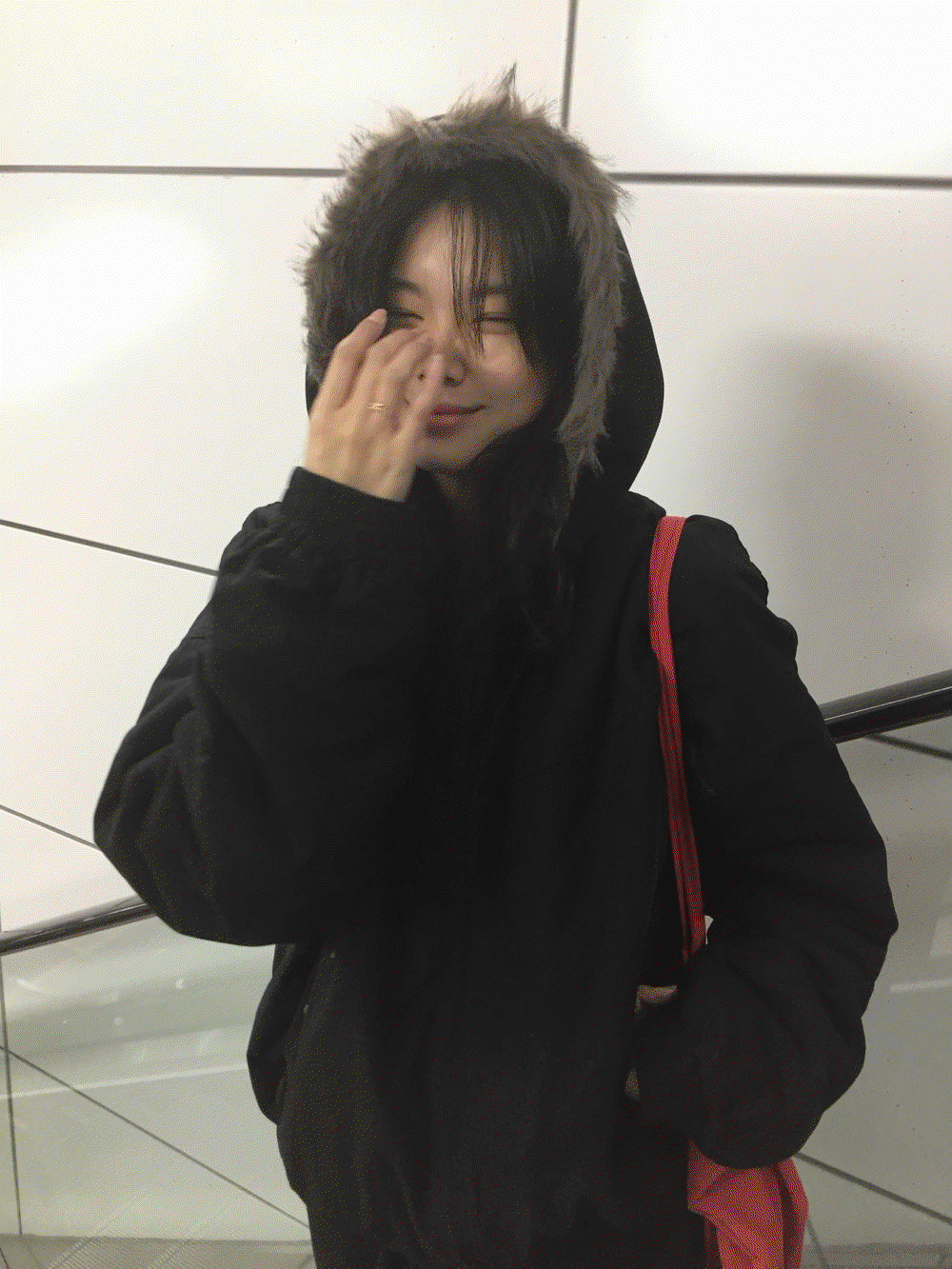 [블랙 당일출고] 퍼 봄버 후드 패딩(2C)