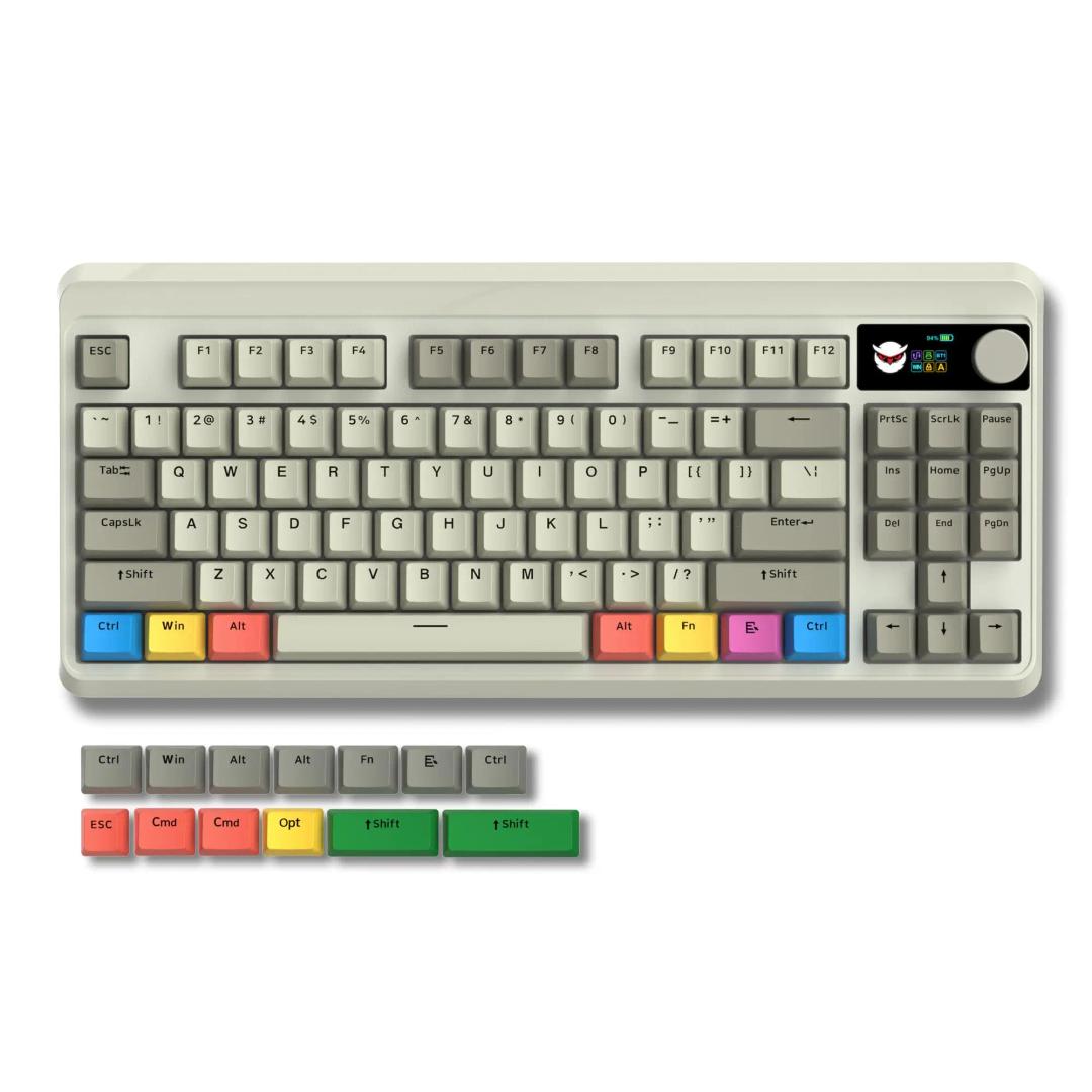 핫 스왑 기계식 키보드, 블루투스, 2.4GHz, USB-C 레트로 키보드, TKL RGB 트라이 모드 OLED 디스플레이 노브 게이머 키보드, M87 Pro