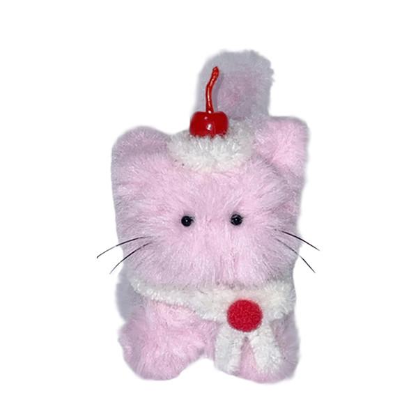 (Fluffy day) Cherry Myomyo Cat Keyring Pink