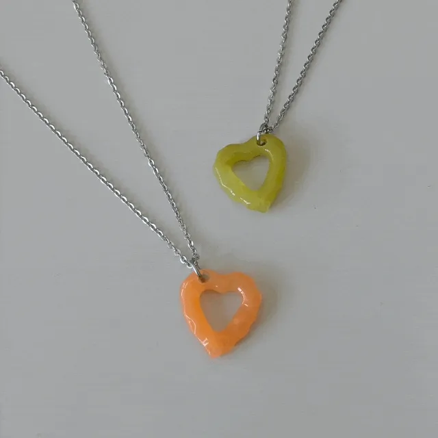 2color 멜팅 하트 목걸이 써지컬