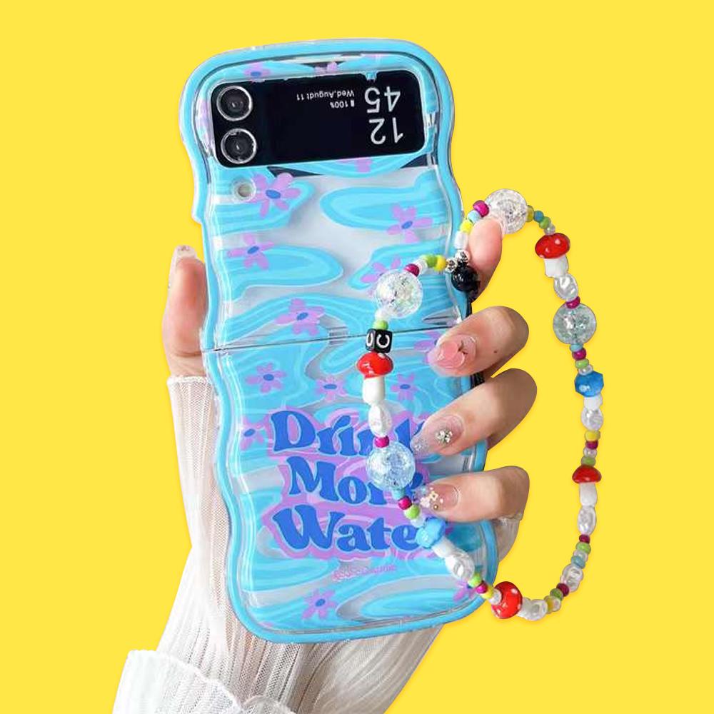 삼성 갤럭시 Z플립5 Z플립4 Z플립3 키치 귀여운 레터링 웨이브 실리콘 스트랩 지플립5 지플립4 지플립3 제트플립5 제트플립4 제트플립3 플립5 플립4 플립3 케이스