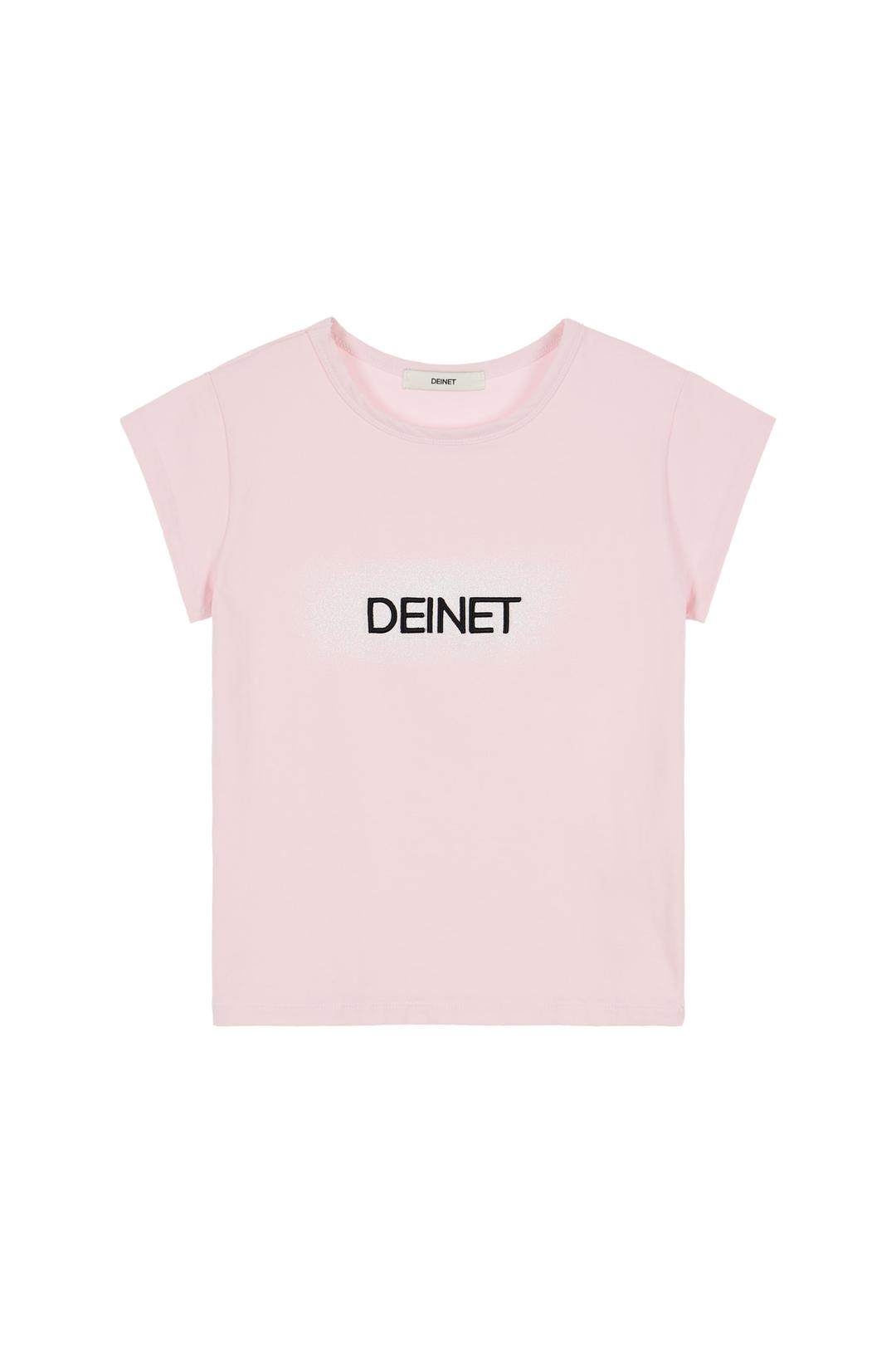 DEINET SPRAY LOGO T-SHIRTS IN CORAL PINK