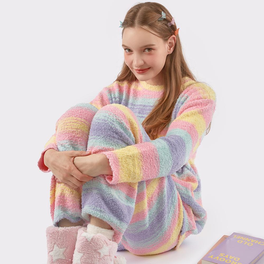 클레어 캔디 스트라이프 후리스 수면 잠옷