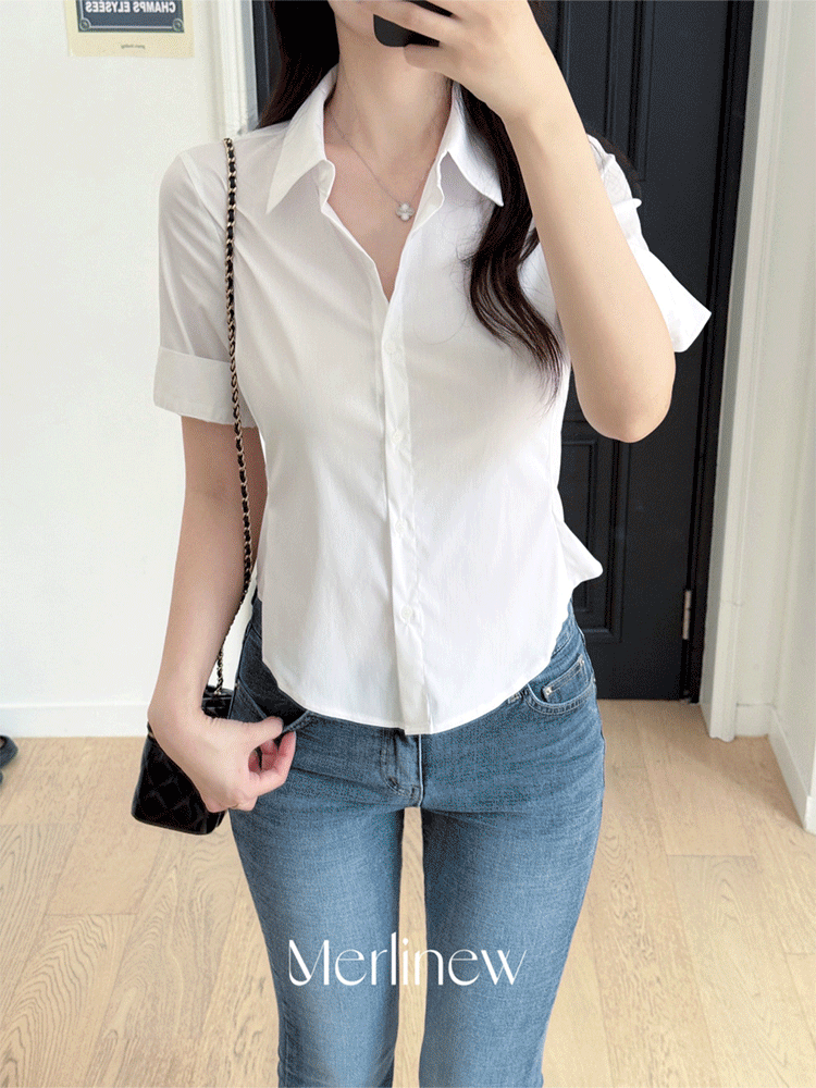 (made) 엘르 슬림핏 스판 셔츠 반팔ver.