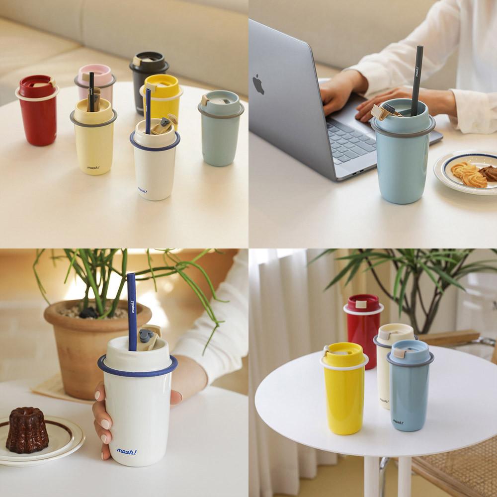 모슈 보온보냉 라떼 스트로우 텀블러 350ml