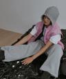 Quilted Wide Jogger Two-Way sweat pants (Gray)