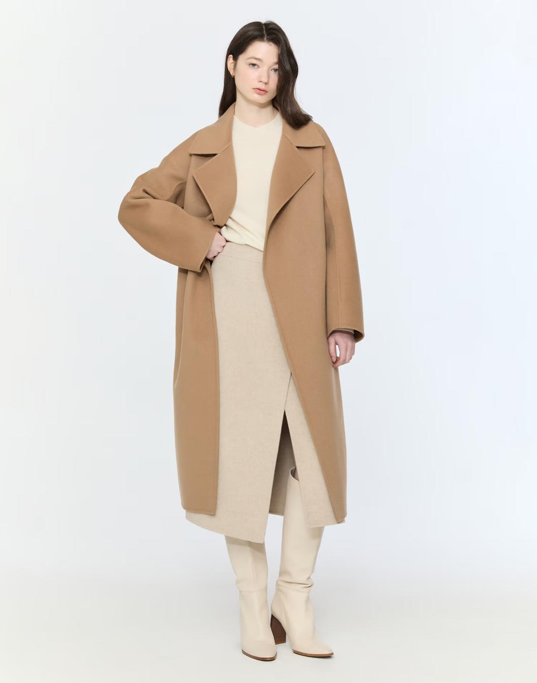 [스테디셀러]베이지 스트랩 울캐시미어혼방 코트