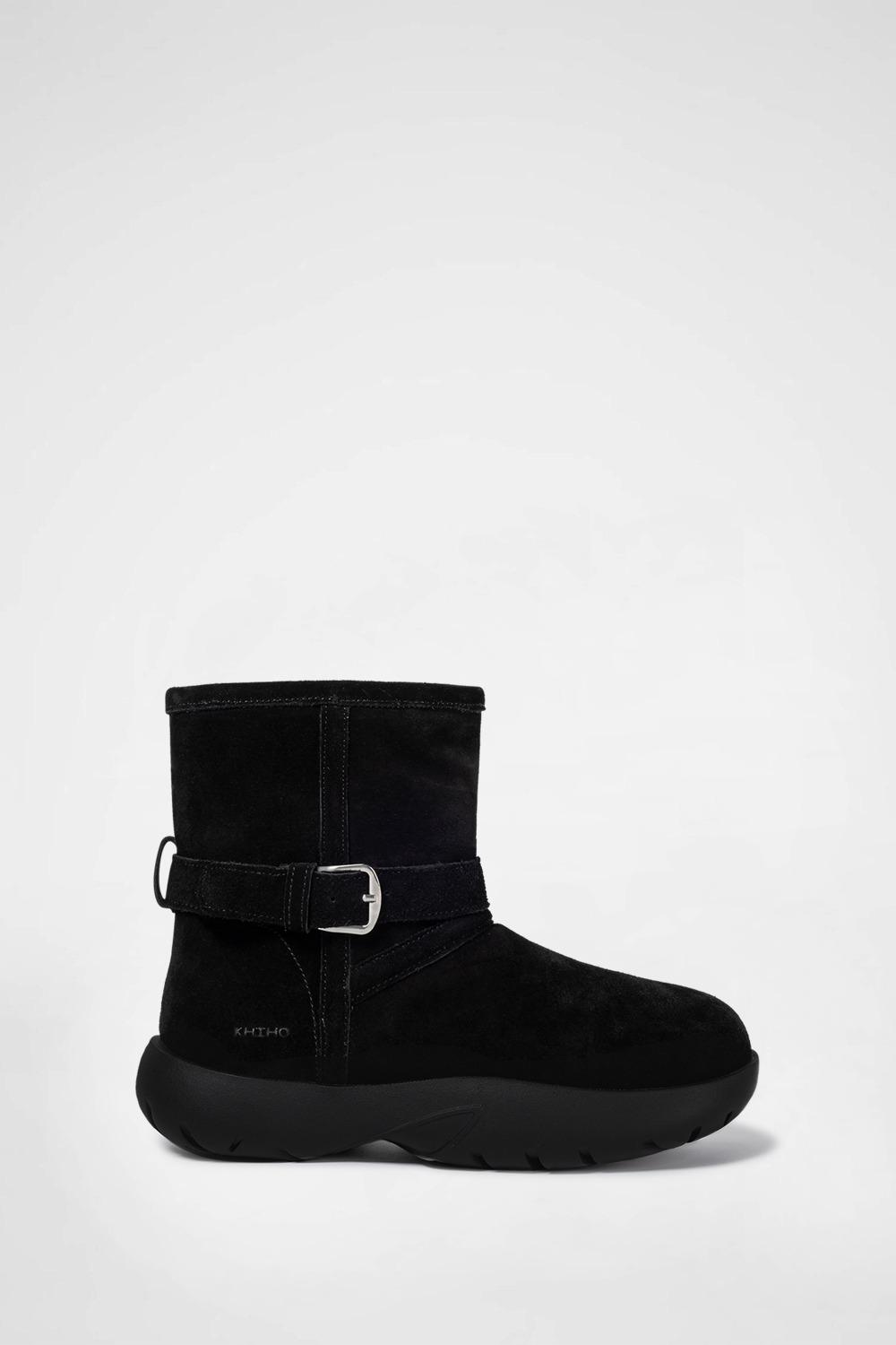 [BLACK KIKI] BOUCLE BUCKLE WINTER BOOTS / BLACK