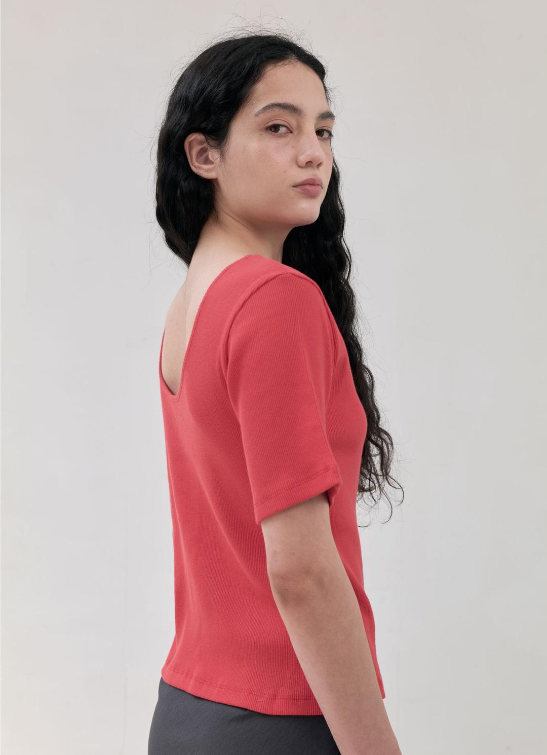 25SS SCOOP NECK TOP / RED