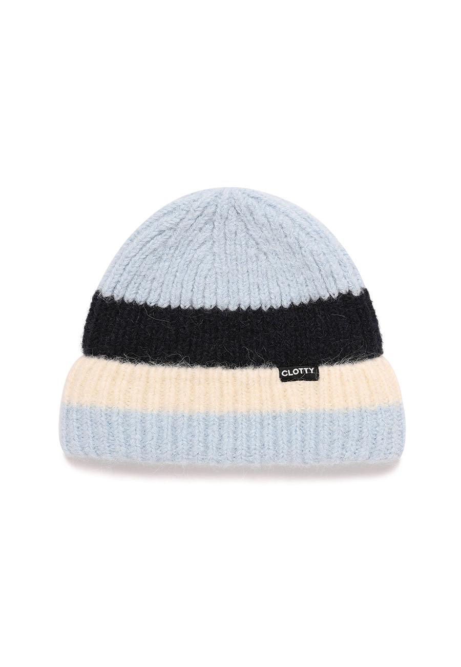 BRUSHED COLOR BLOCK BEANIE[BLUE]