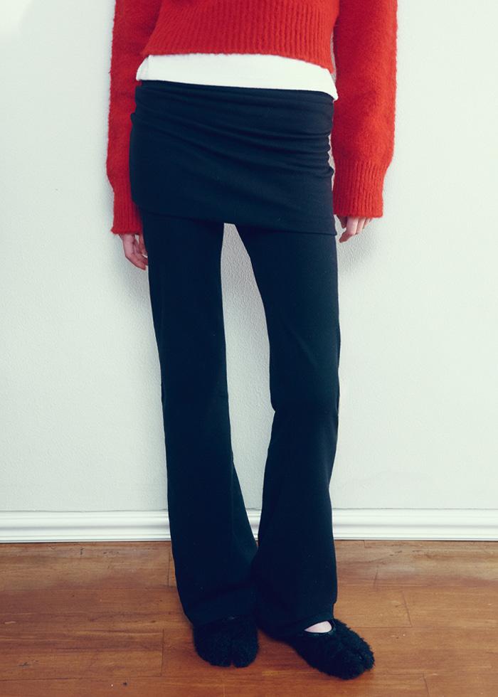 Every Day Comfort Layerd Skirt Pants_CTB556(Black)