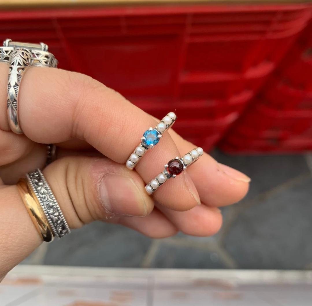 seed pearl & gemstone ring (2 type)