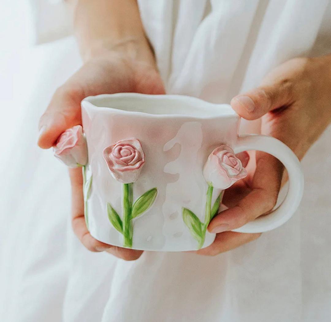 Rose ceramic pretty mug