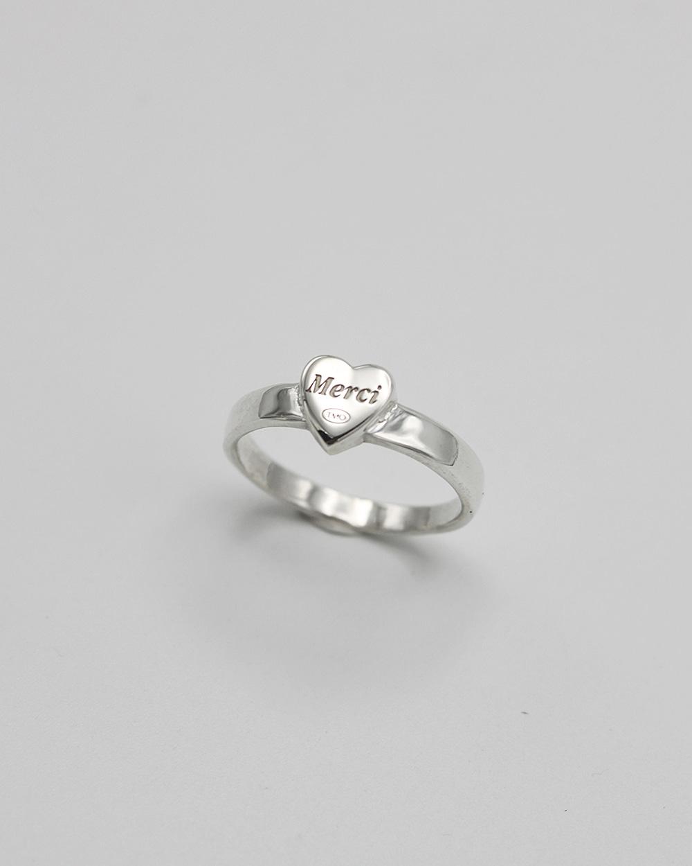 LETTER HEART RING - SILVER