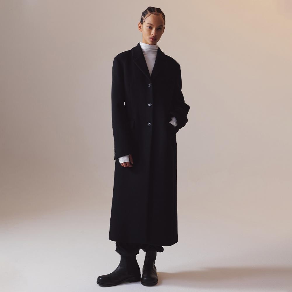 MTR 캐시미어 싱글 맥시 코트 BLACK