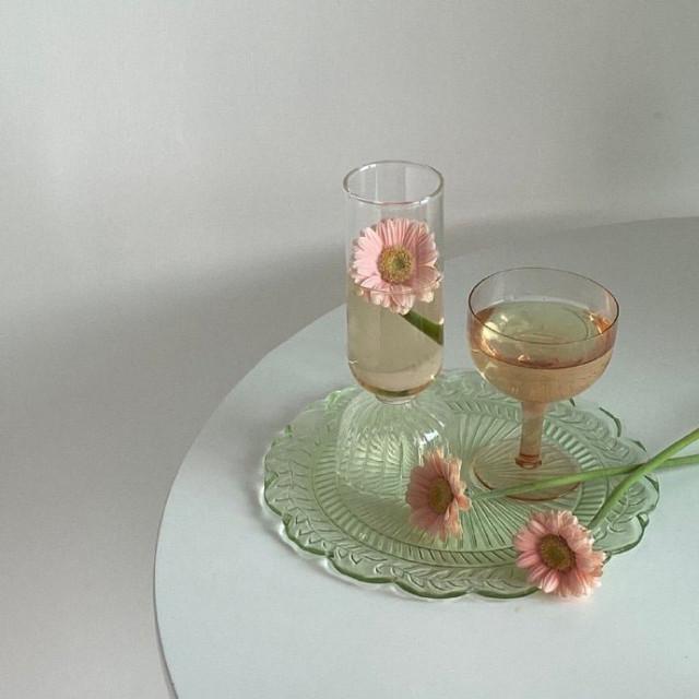 그린 프랑스빈티지 유리접시