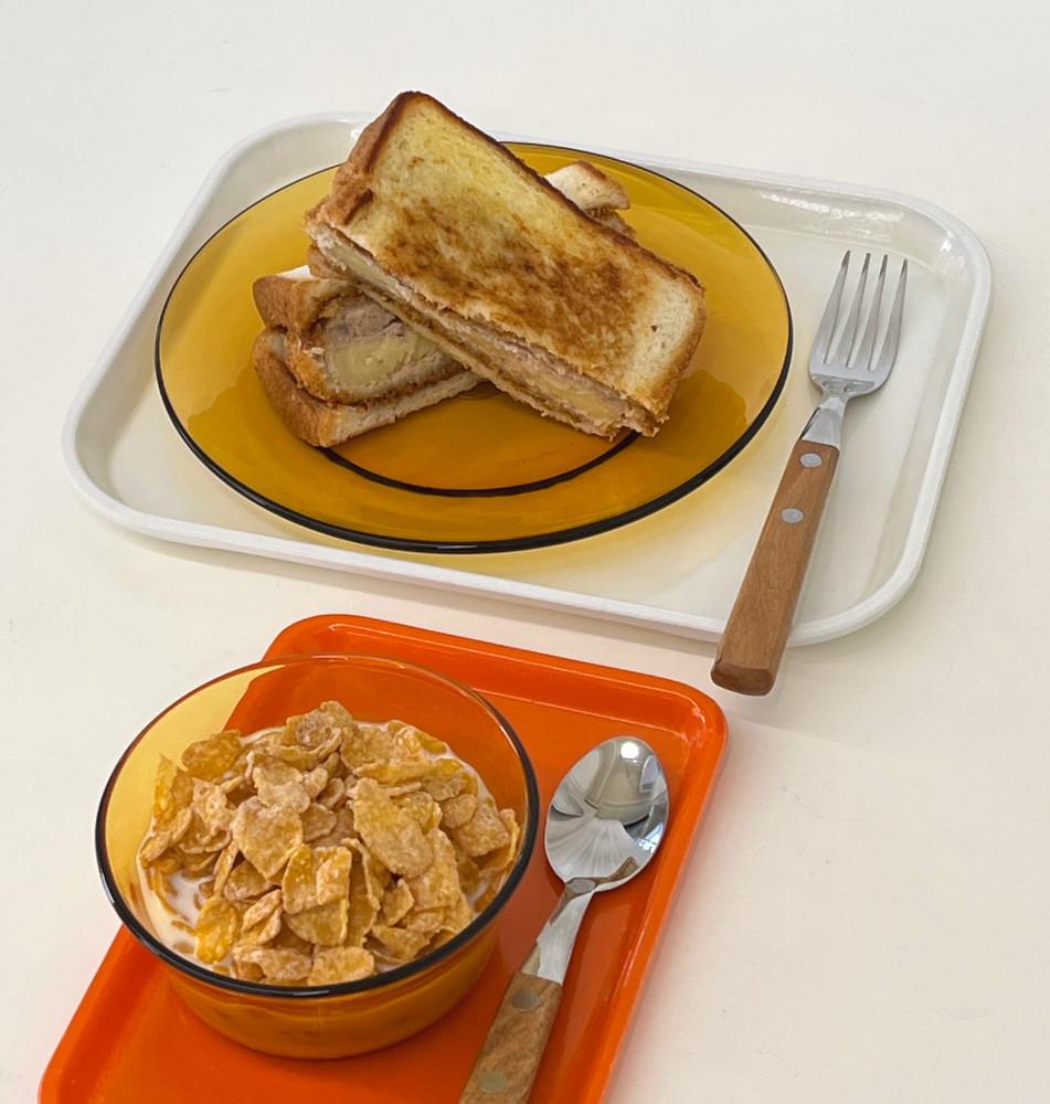 [플레인플레이트] 엠버 유리 투명 플레이트 접시 시리얼볼 홈카페 강화 내열유리 듀라렉스