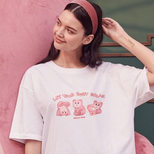 [3/28 출고예정] 엠블러X벨리곰 남여공용 Comfortable time 오버핏 반팔 티셔츠 BS106 (화이트)