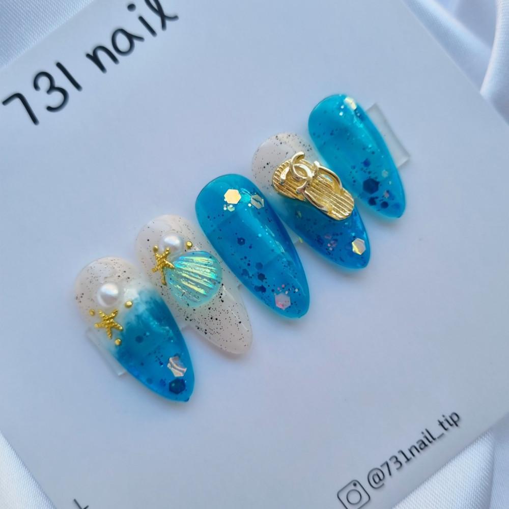 바다 산책 수제 네일팁 여름네일 바닷가 명품 네일아트 셀프네일 바다네일 해변