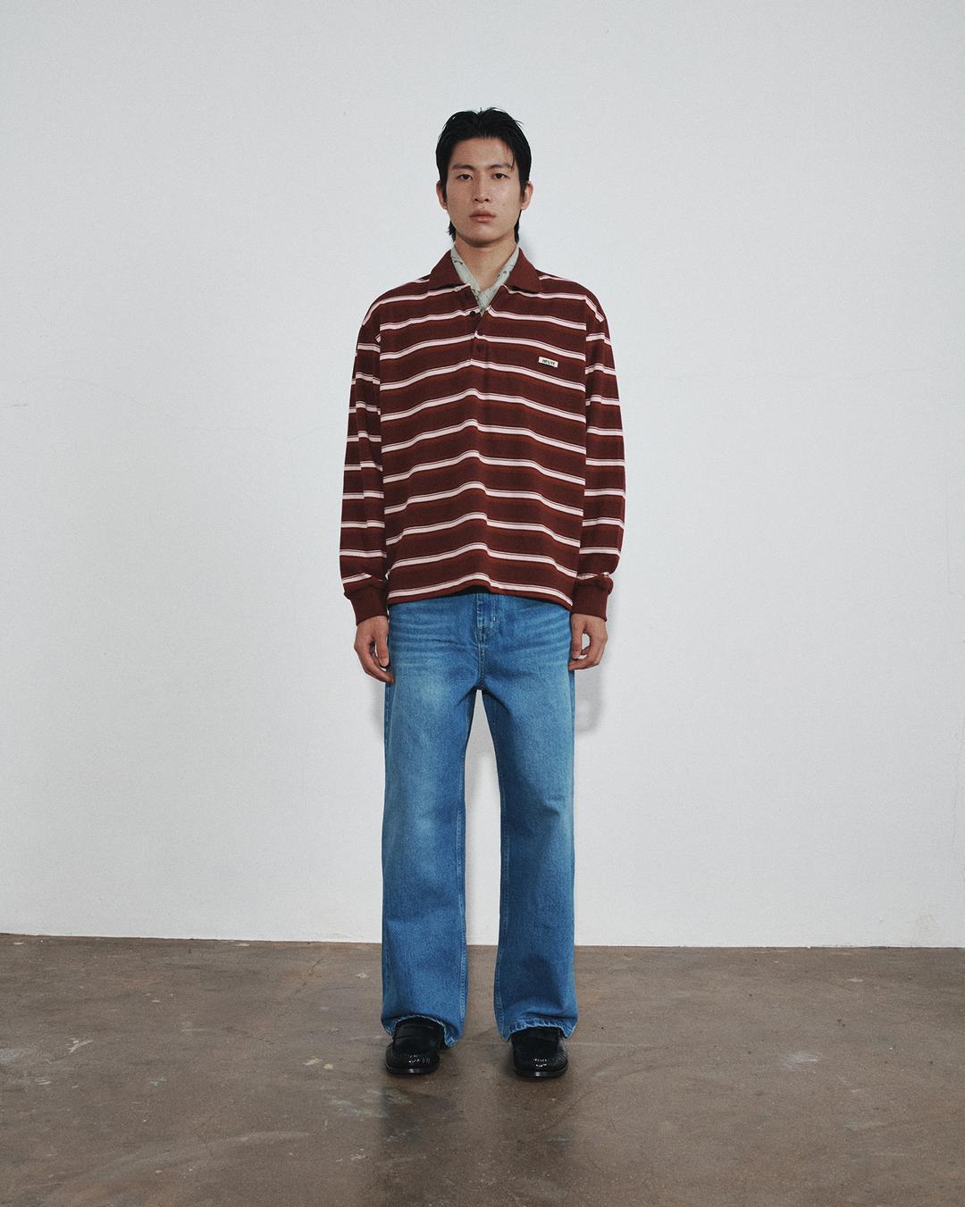 HET JASPER STRIPE POLO (DRY ROSE RED)
