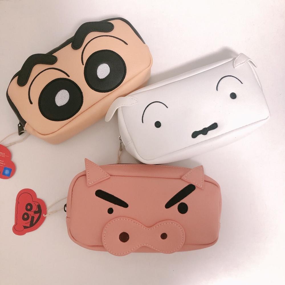 짱구 흰둥이 가죽 필통 파우치