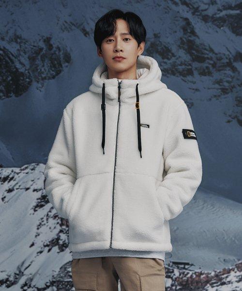 N234UFJ910 코스토니 플리스 뽀글이 후드 집업 WHITE