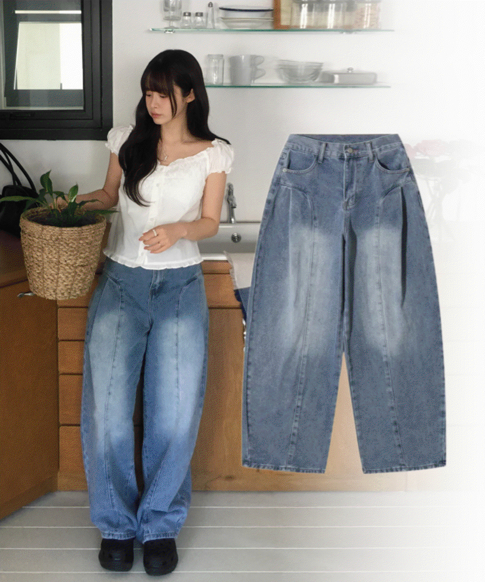 [하체보정핏/2단기장] 샌디 써클 절개 데님 (2color)