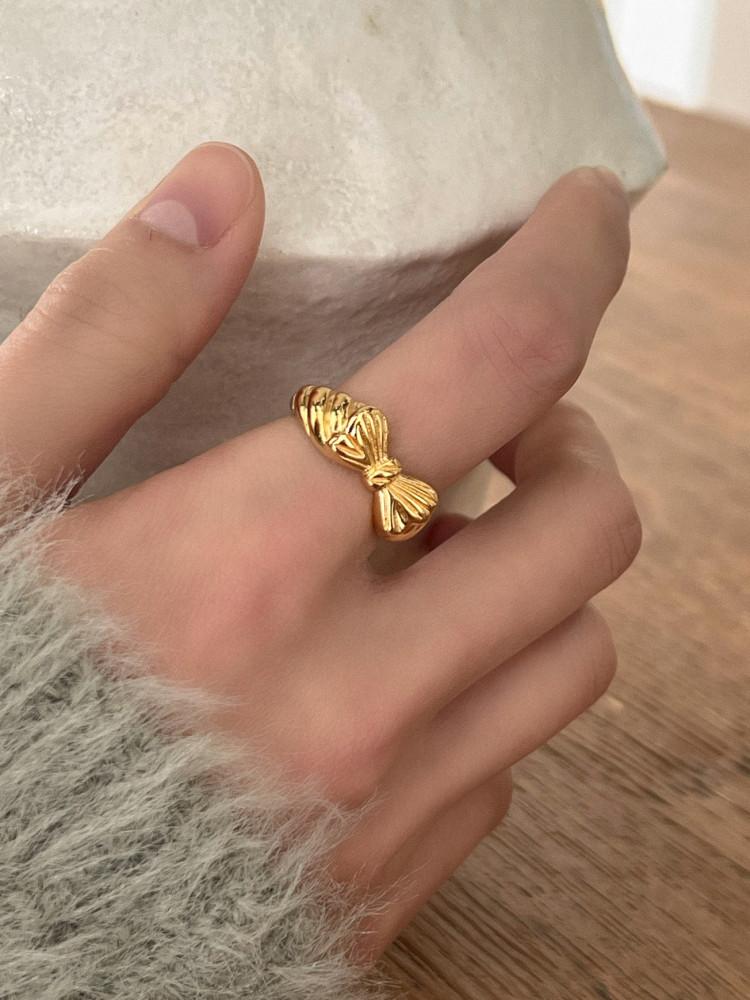 실버925 브리쉘 볼드 리본 반지 2colors