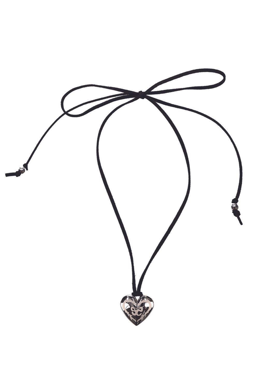 HEART AND LOVE NECKLACE (SUEDE BLACK)