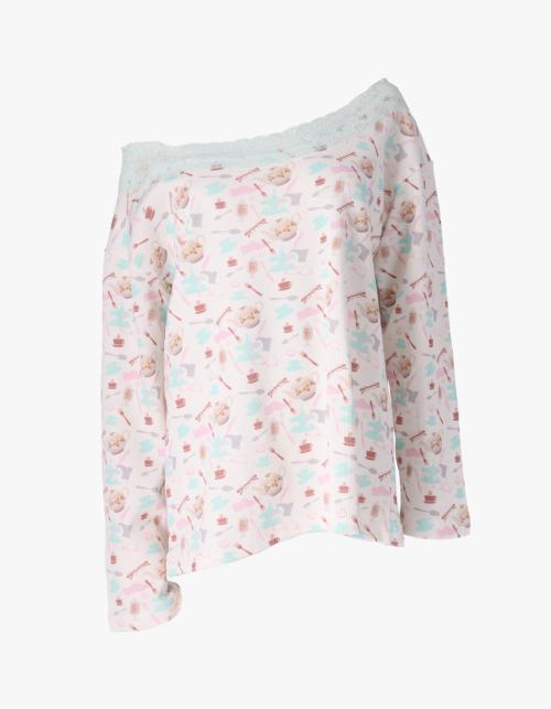 Off - Shoulder Loose Top- Tea Party