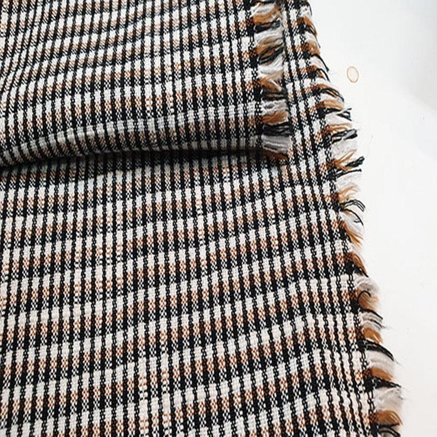 대폭 선염 체크 브라운 패브릭 원단 천
